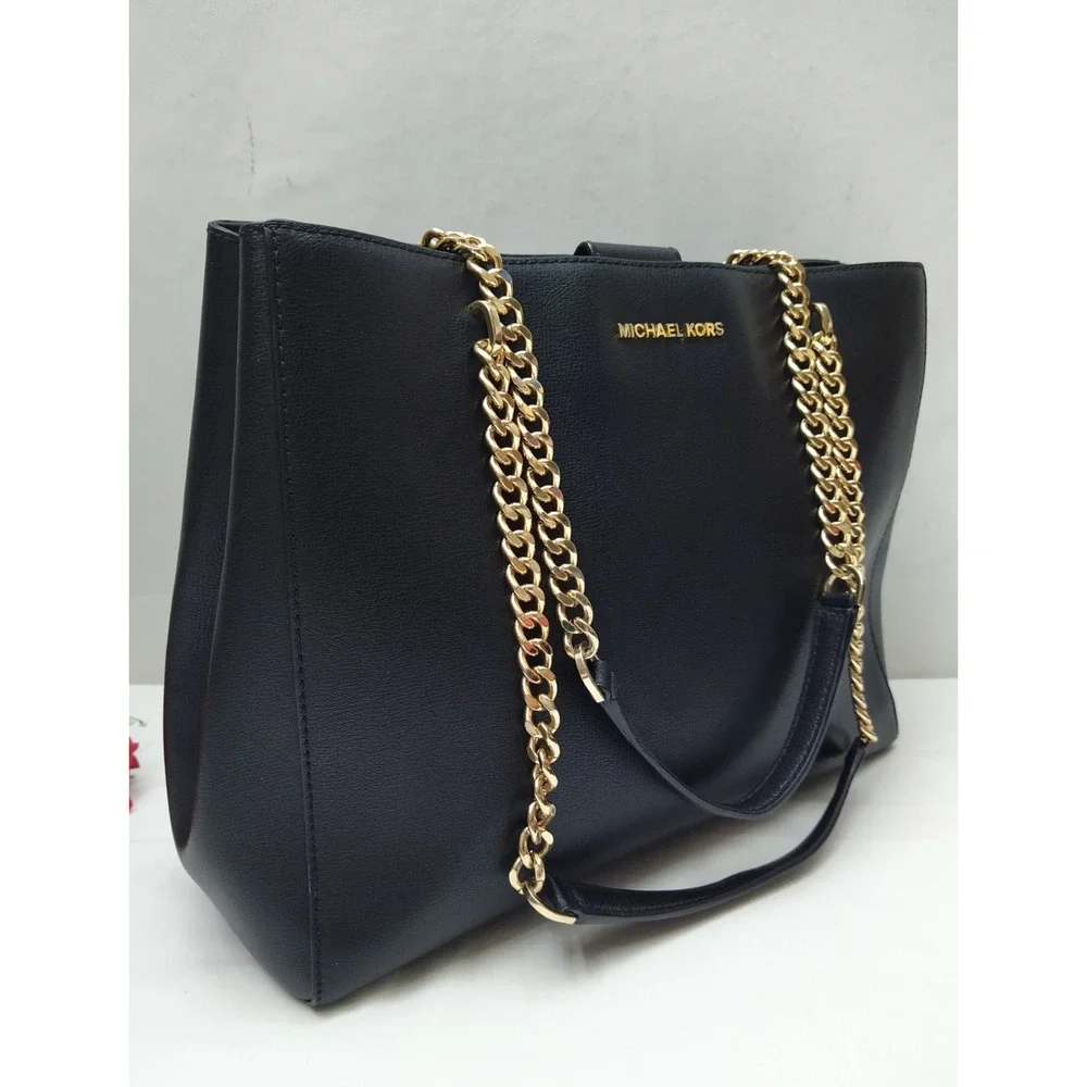 Michael Kors Black Leather Chain Strap Shoulder Bag